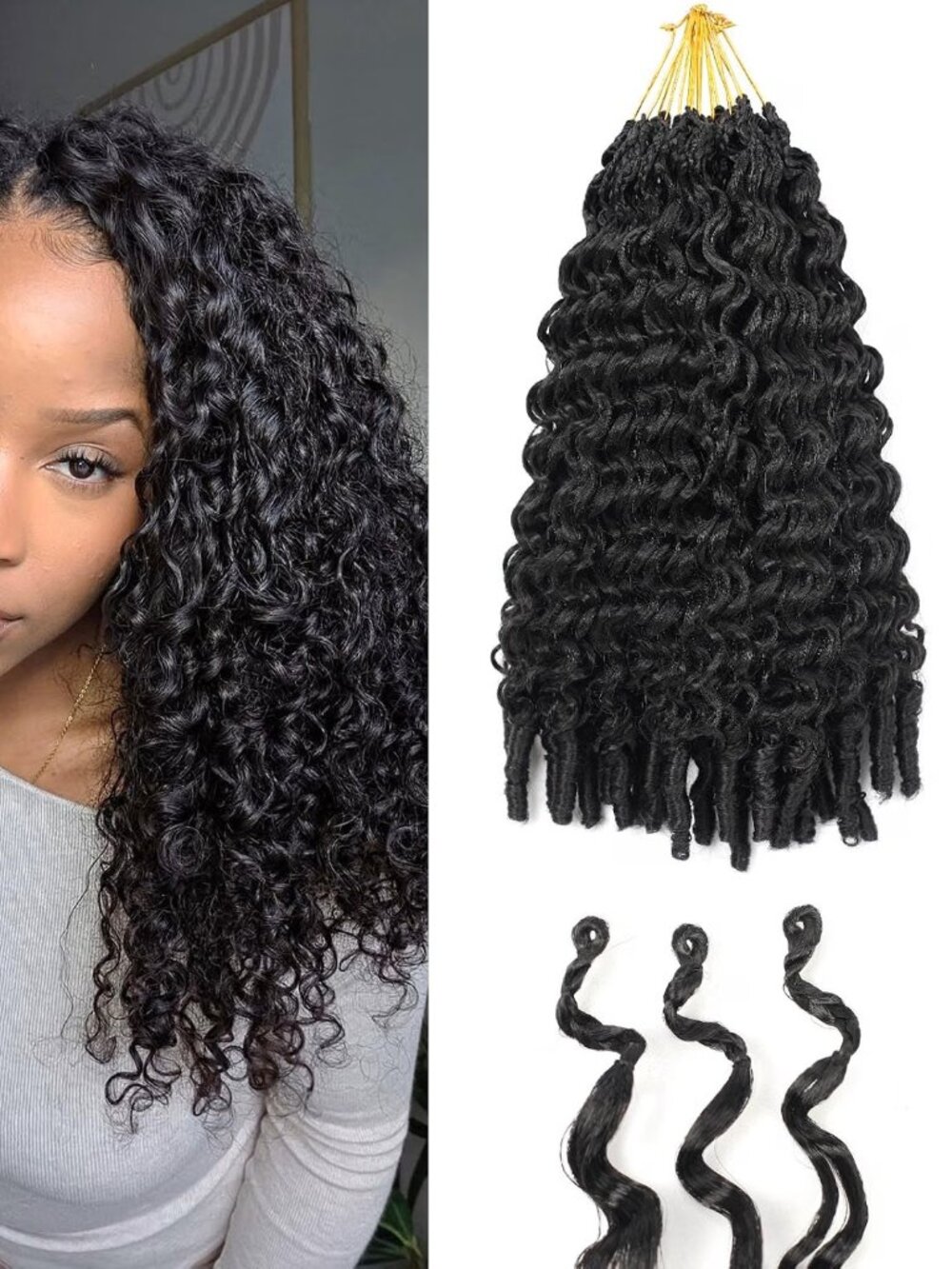 Burmese Synthetic Curly Crochet Hair 14 Inch 1B# 8 Packs